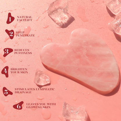 Ensemble rouleau facial en quartz rose et Gua Sha